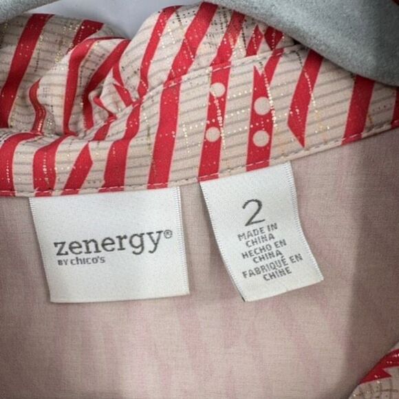 Chico’s Zenergy Neema Painterly Waves Full Zip Active Jacket Size 2 Large Red - Picture 4 of 14